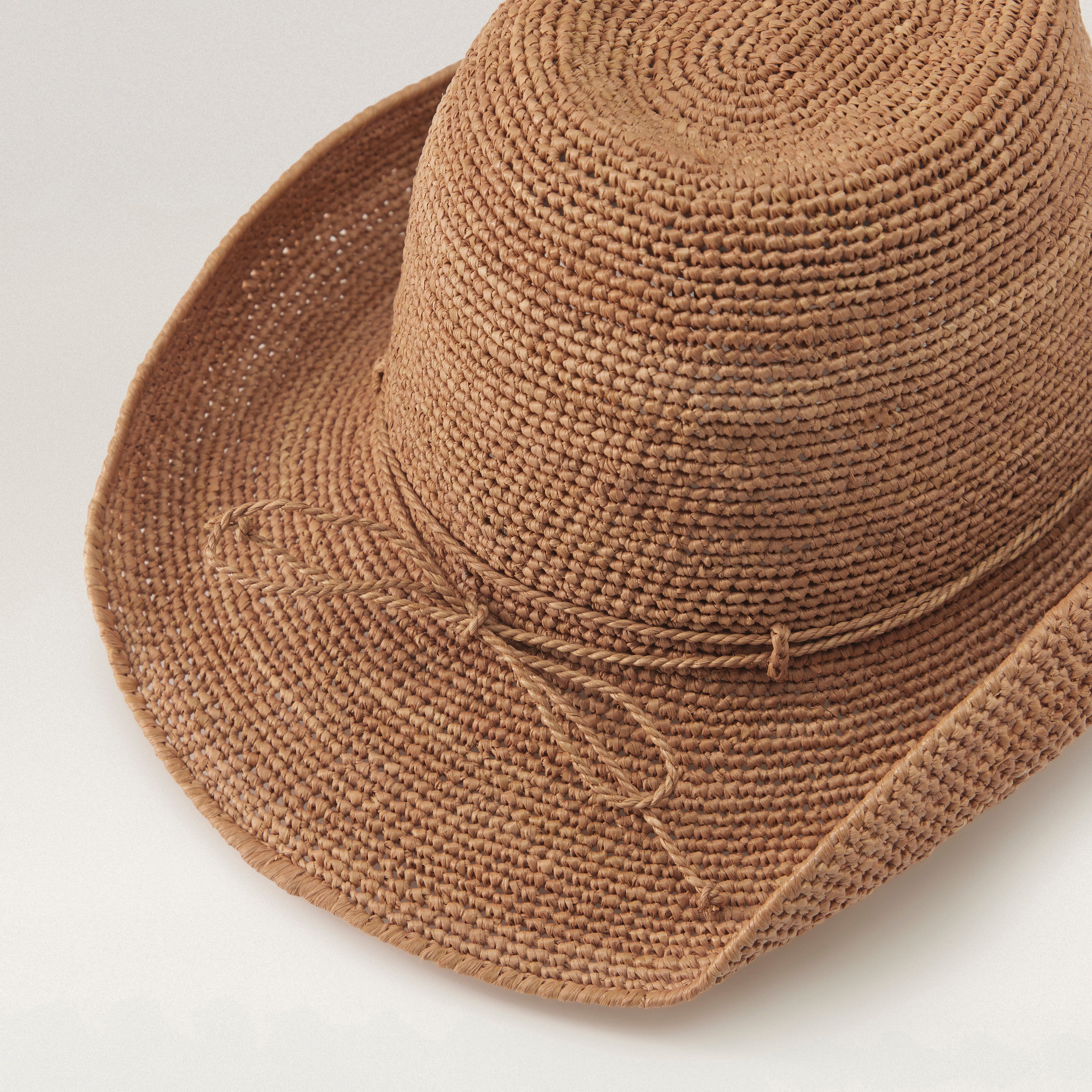 Belen Raffia Crochet Fedora Hat - Nougat | Helen Kaminski AU