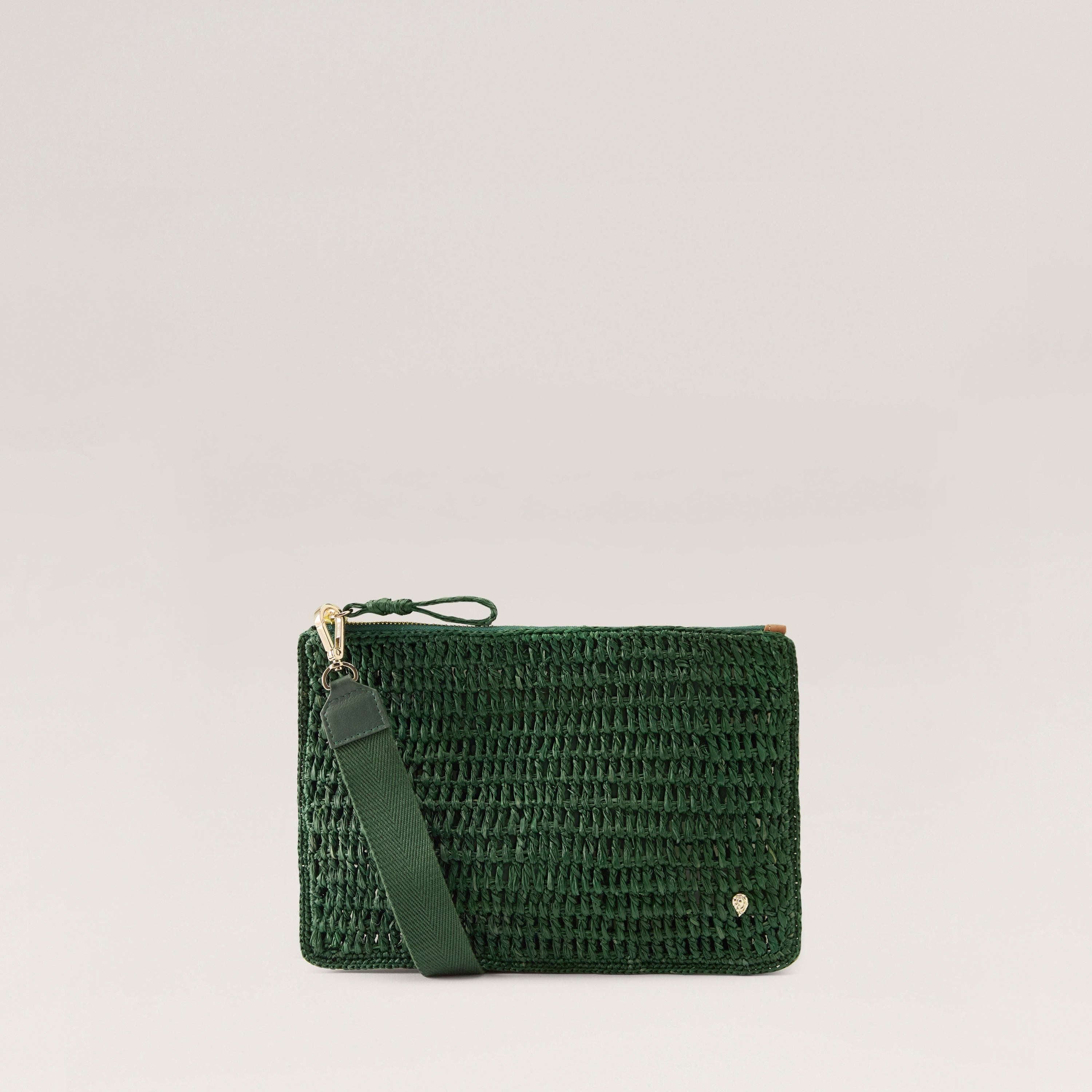 Dayani Raffia Crochet Pouch - Emerald - Green Clutch Bag | Helen