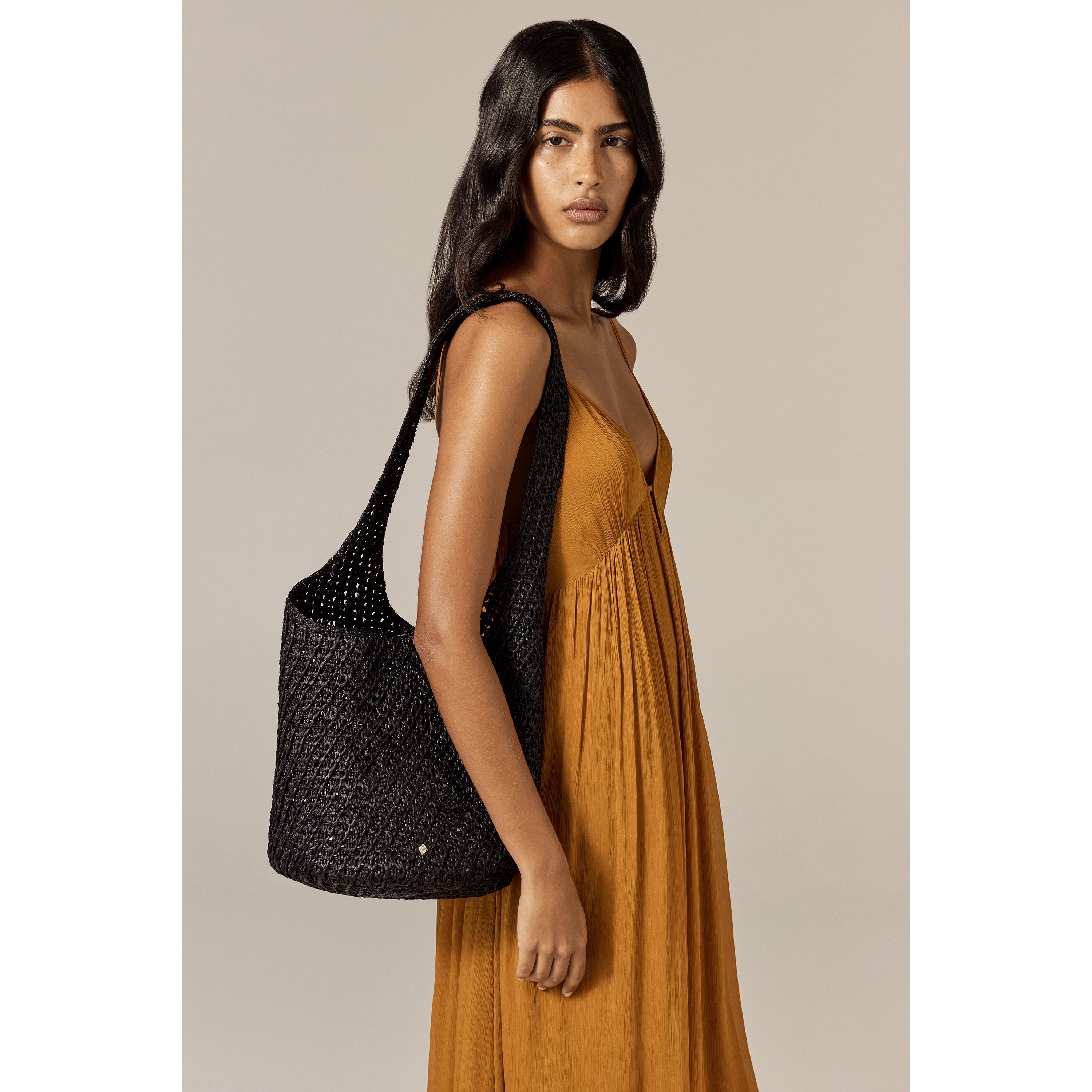 Lani Raffia Crochet Sac - Charcoal - Black Bag | Helen Kaminski AU
