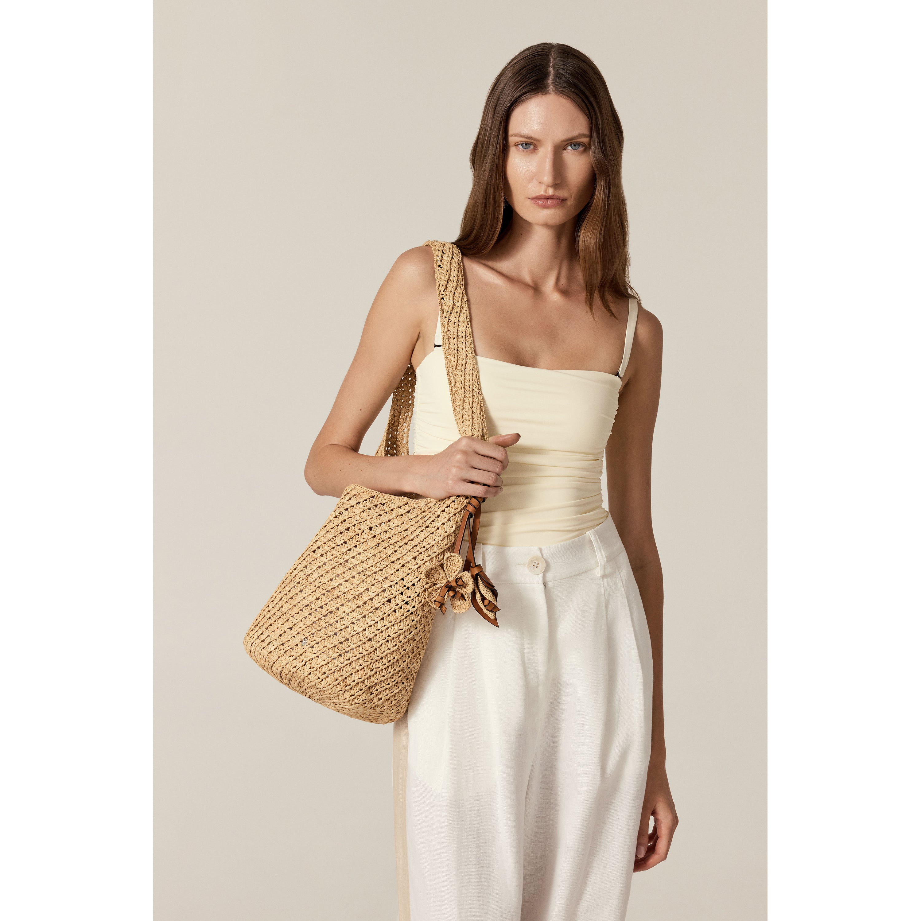 Lani Raffia Crochet Sac - Natural - Beige Bag | Helen Kaminski AU