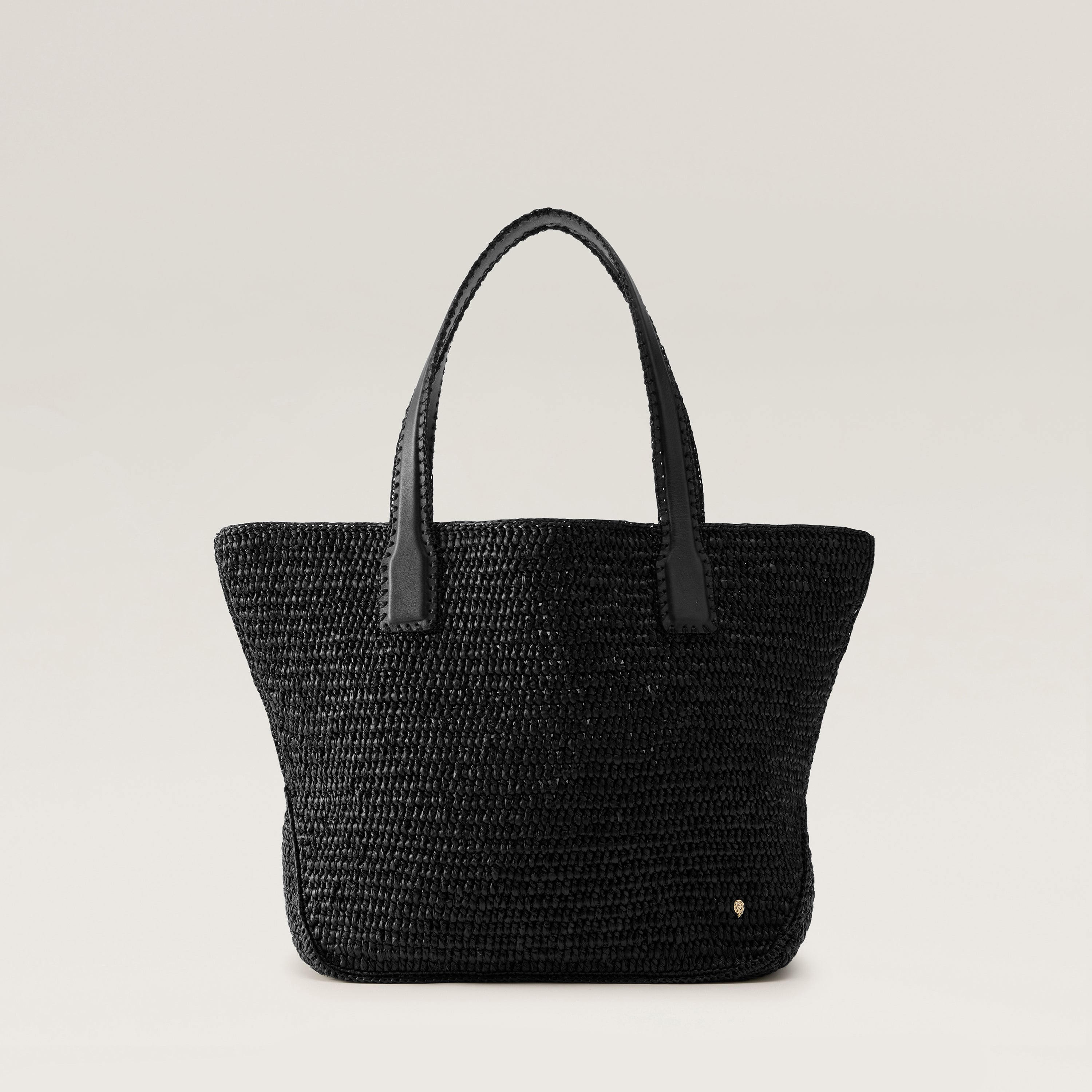Liyoni Raffia Crochet Tote - Charcoal/Black - Large Bag | Helen