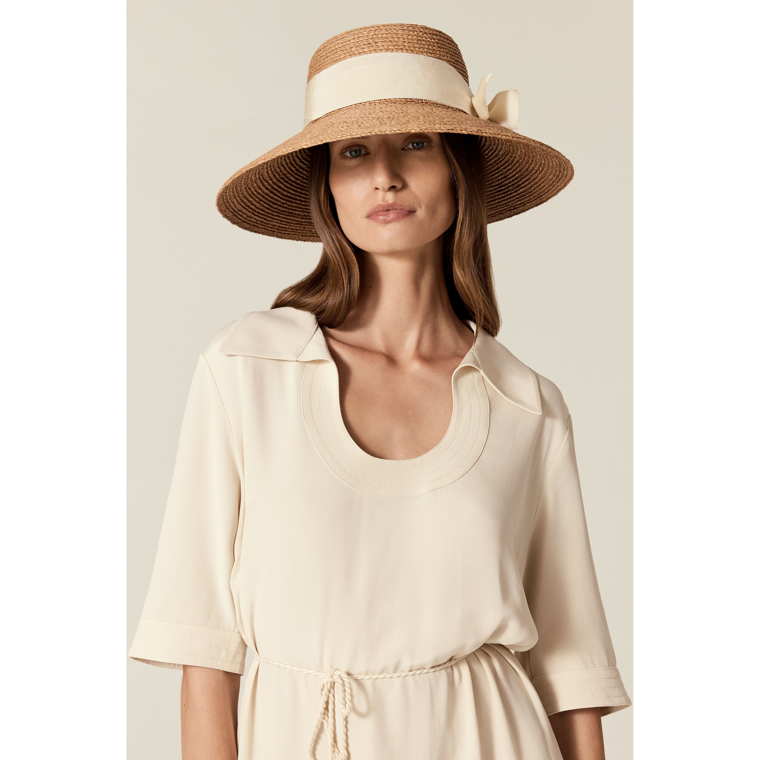 Tilly Raffia Braid Sun Hat - Nougat/Cream | Helen Kaminski AU