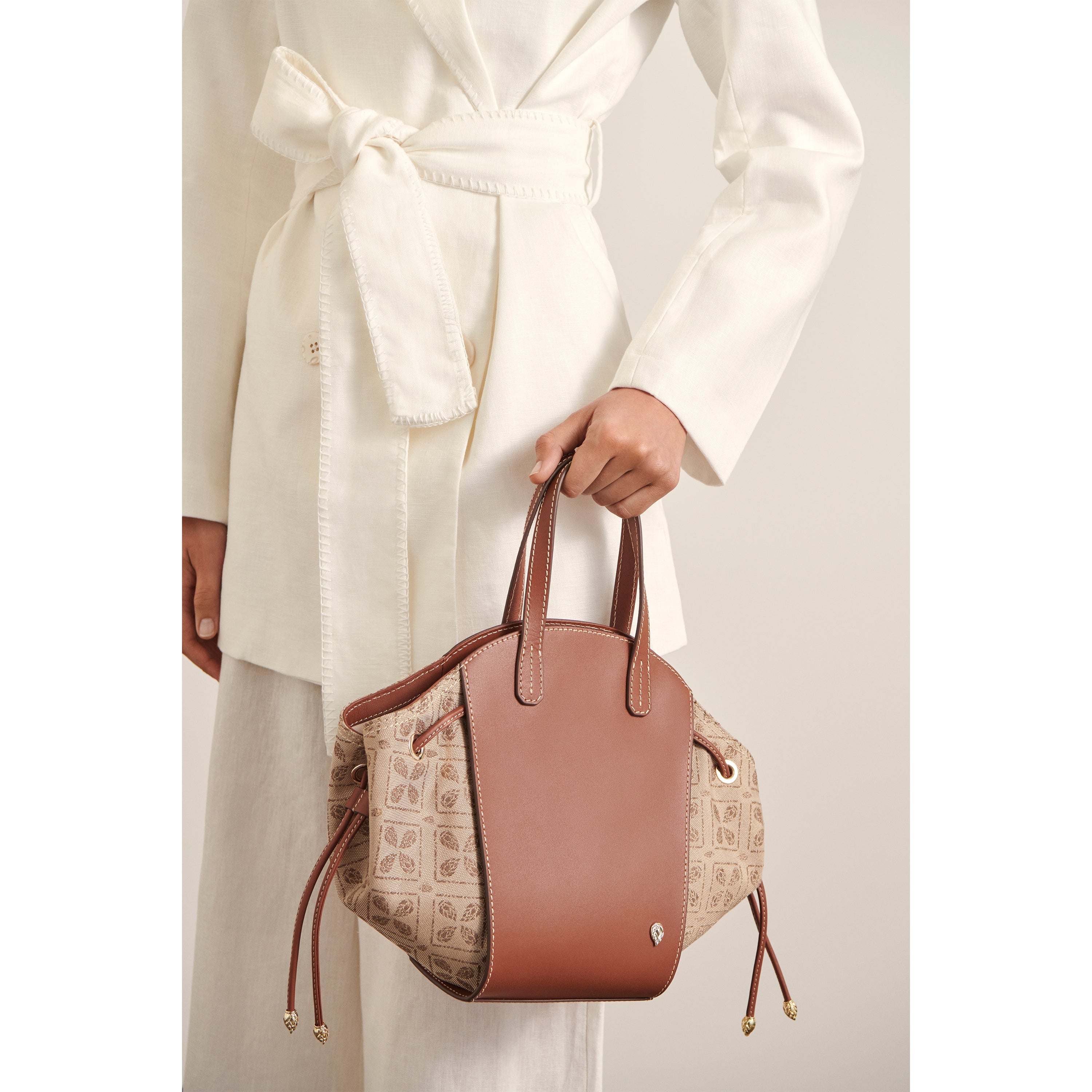 Allure Mini Tote Bag in Jacquard Latte Cuoio Helen Kaminski AU