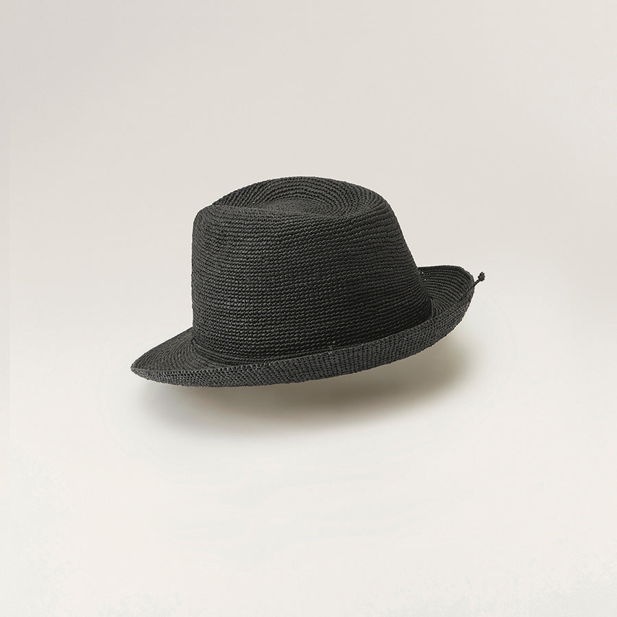 Abaka Raffia Fedora Hat in Charcoal Helen Kaminski AU