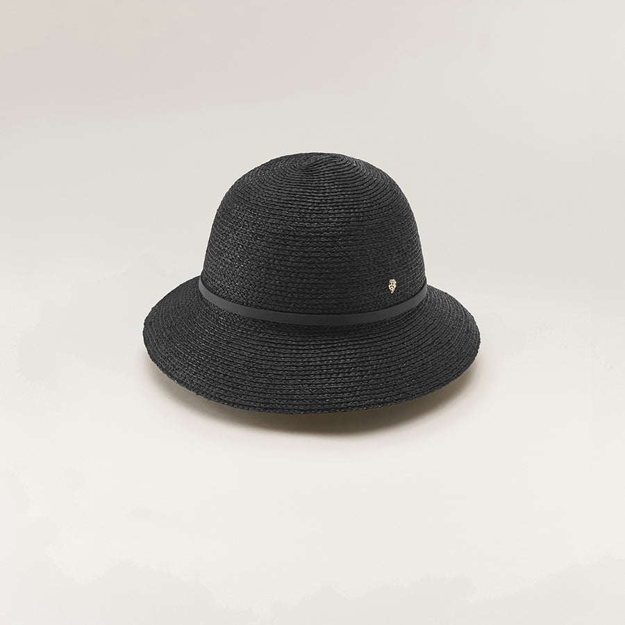 Besa 6 Raffia Cloche Hat in Charcoal Black Helen Kaminski AU