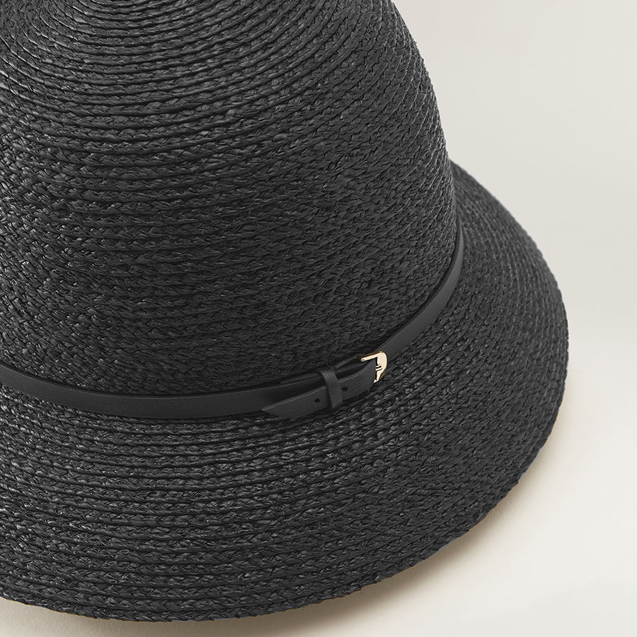 Besa 6 Raffia Cloche Hat in Charcoal Black Helen Kaminski AU