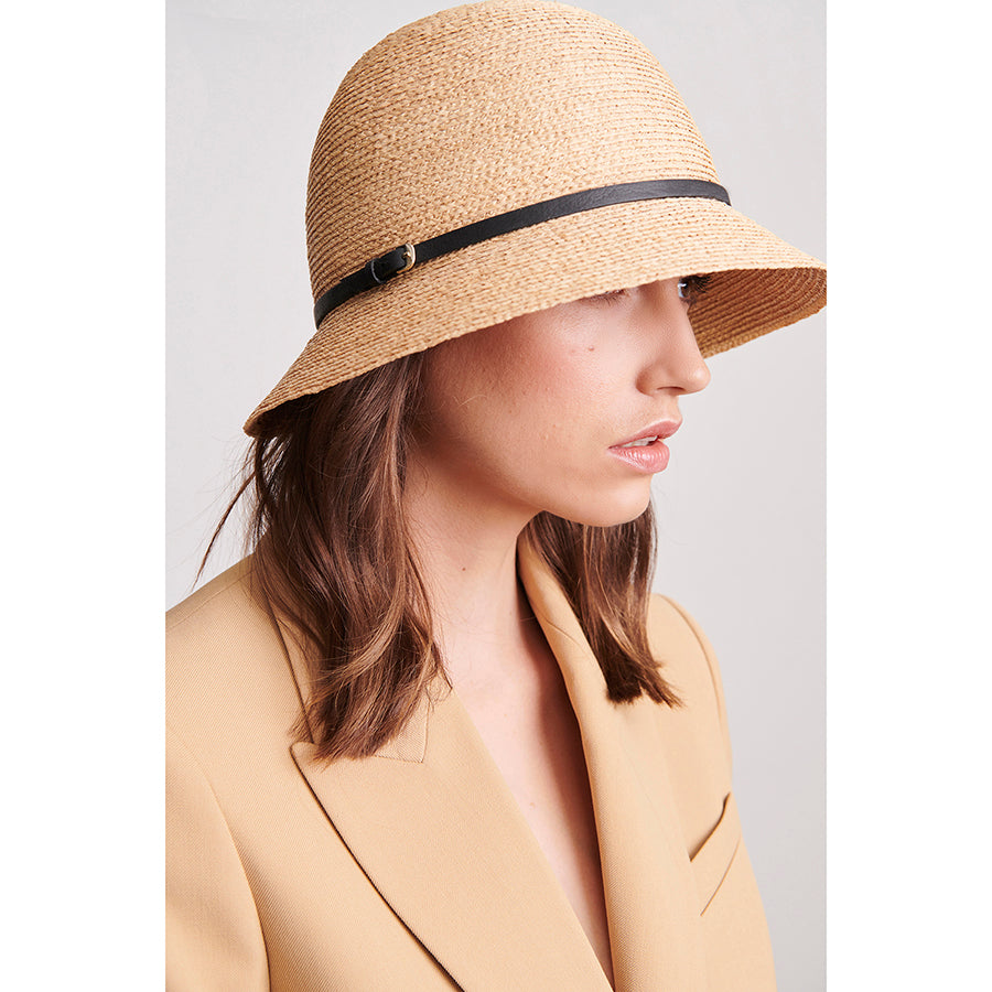 Besa 6 Raffia Cloche Hat Natural Black Helen Kaminski AU
