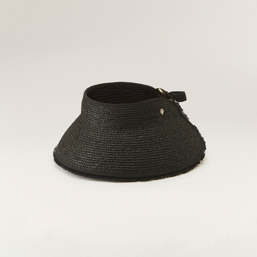 Aleeya 9 Raffia Visor Charcoal Fringe - Helen Kaminski AU