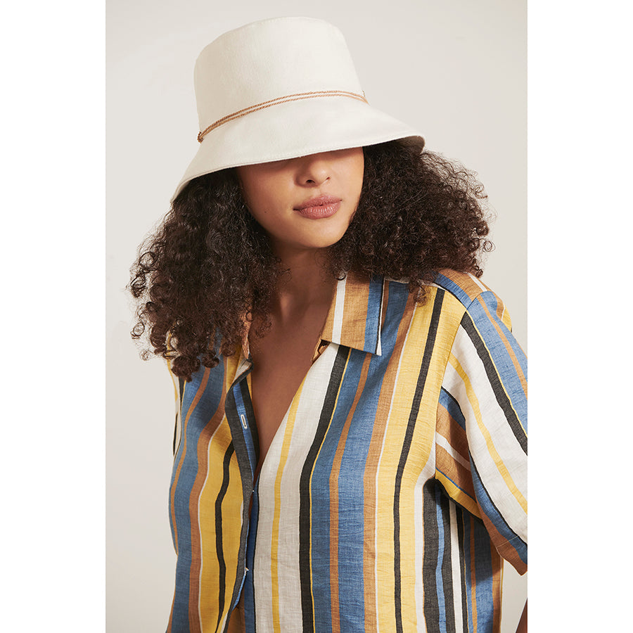 Sundar Elegant Fabric Bucket Hat Ecru Helen Kaminski AU