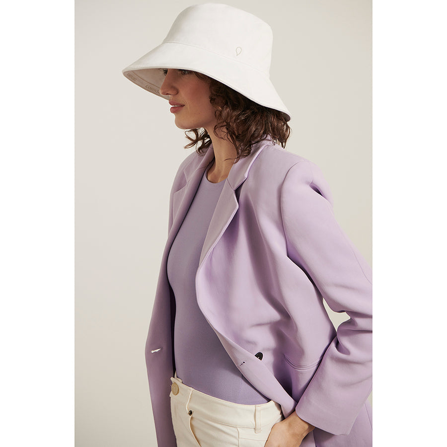 Portsea Wide Brim Bucket Hat in Off White - Helen Kaminski AU