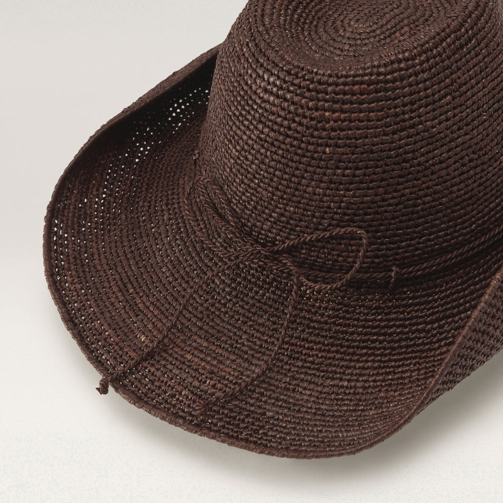 HELEN KAMINSKI☆ブラウン BELEN Belen Raffia Crochet Fedora Hat - Chocolate | Helen Kaminski AU