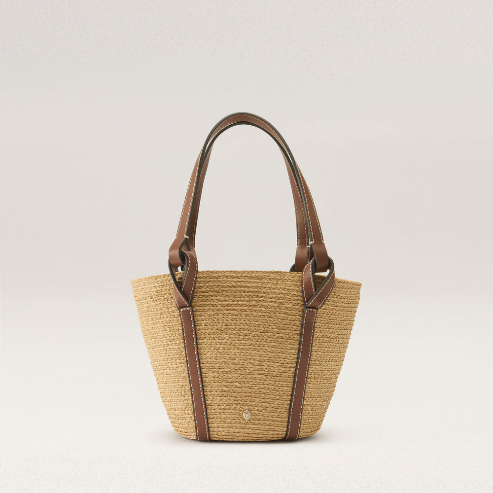 Bisou Print Basket - Natural - Small Beige Tote Bag | Helen