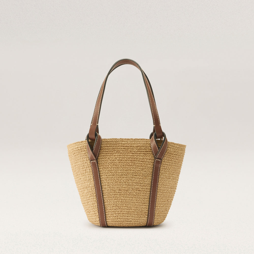 Bisou Print Basket - Natural - Small Beige Tote Bag | Helen