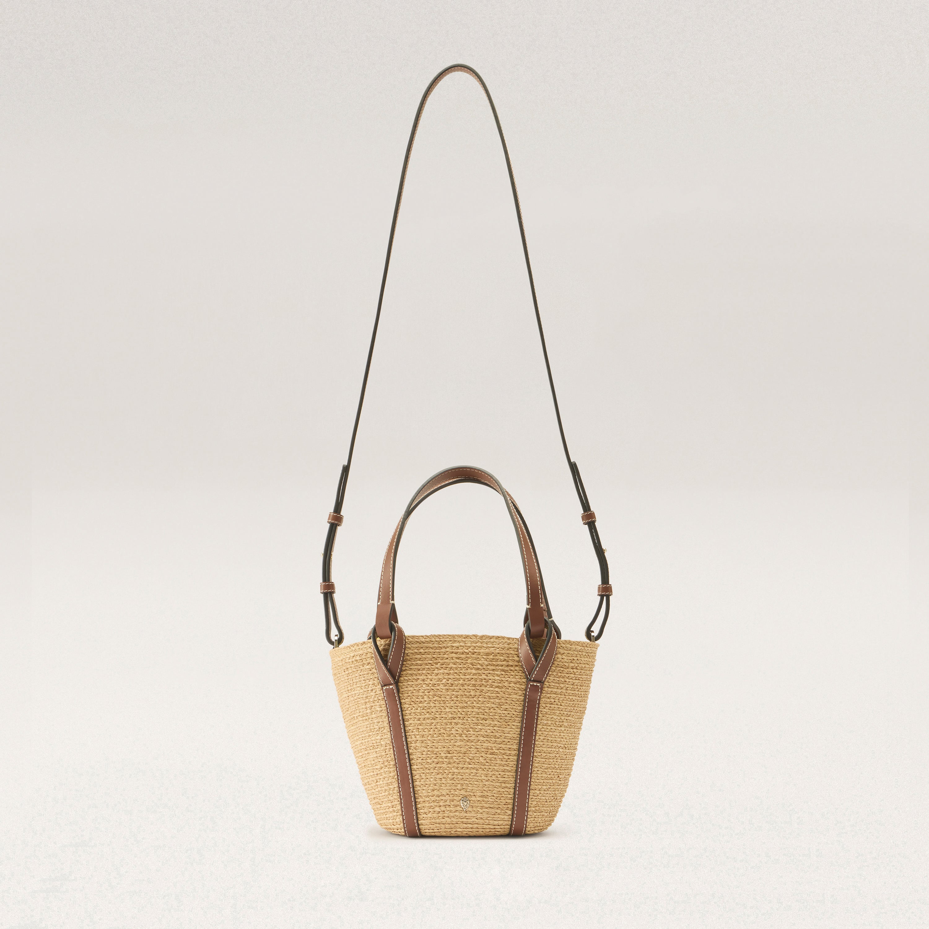 Bisou Print Basket - Natural - Small Beige Tote Bag | Helen