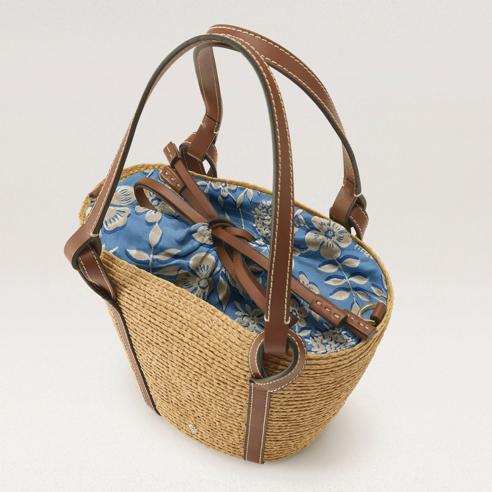 Bisou Print Basket - Natural - Small Beige Tote Bag | Helen