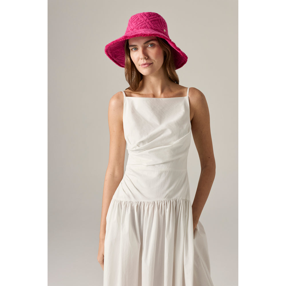 Cintia Cotton Towelling Bucket Hat - Bright Pink | Helen Kaminski AU