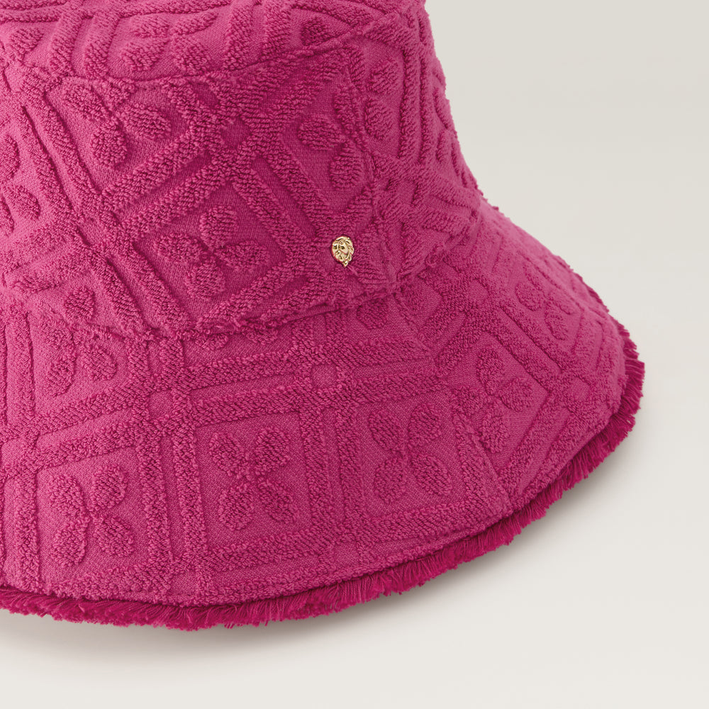Cintia Cotton Towelling Bucket Hat - Bright Pink | Helen Kaminski AU