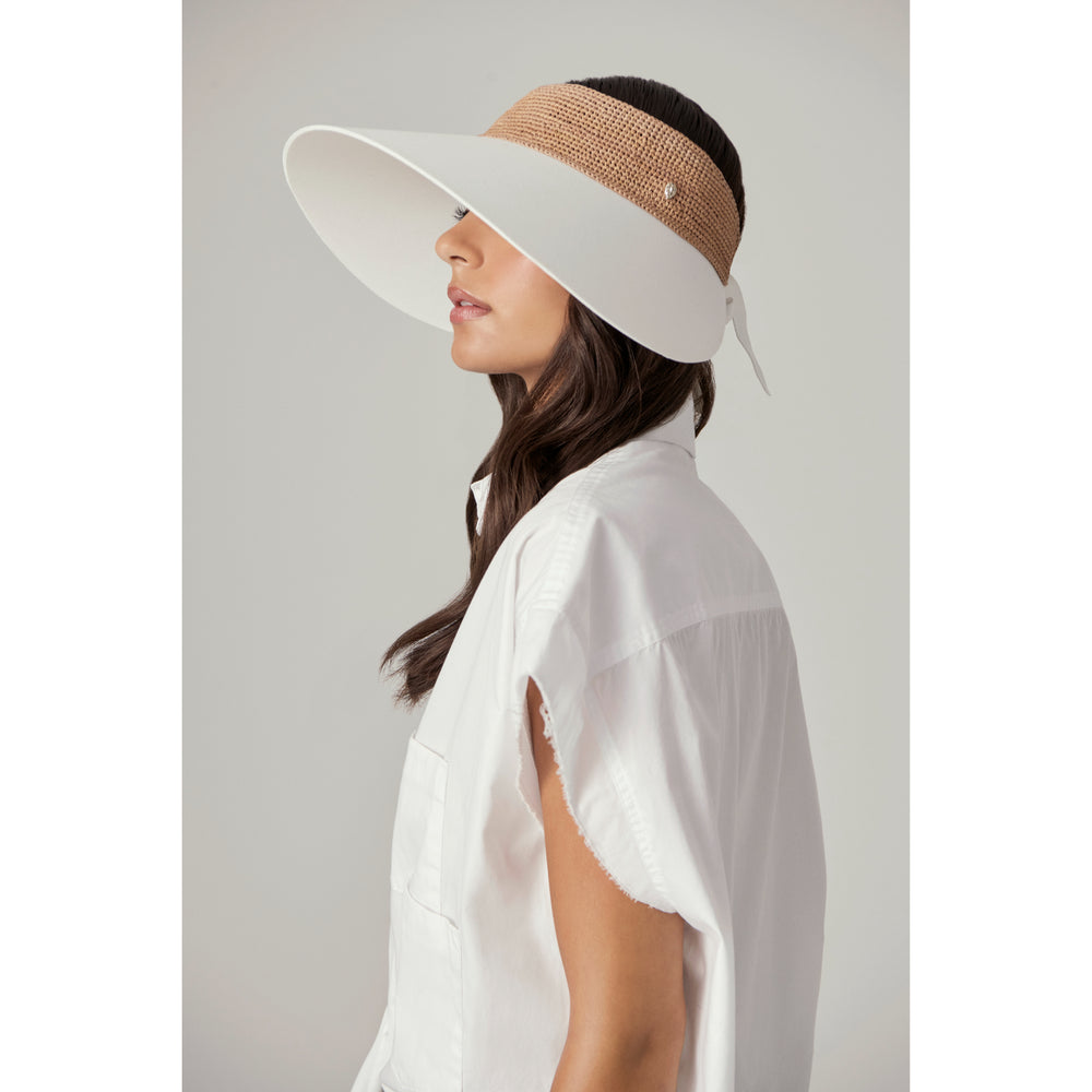 Rosalie Sun Visor in Nougat Off White - Helen Kaminski AU