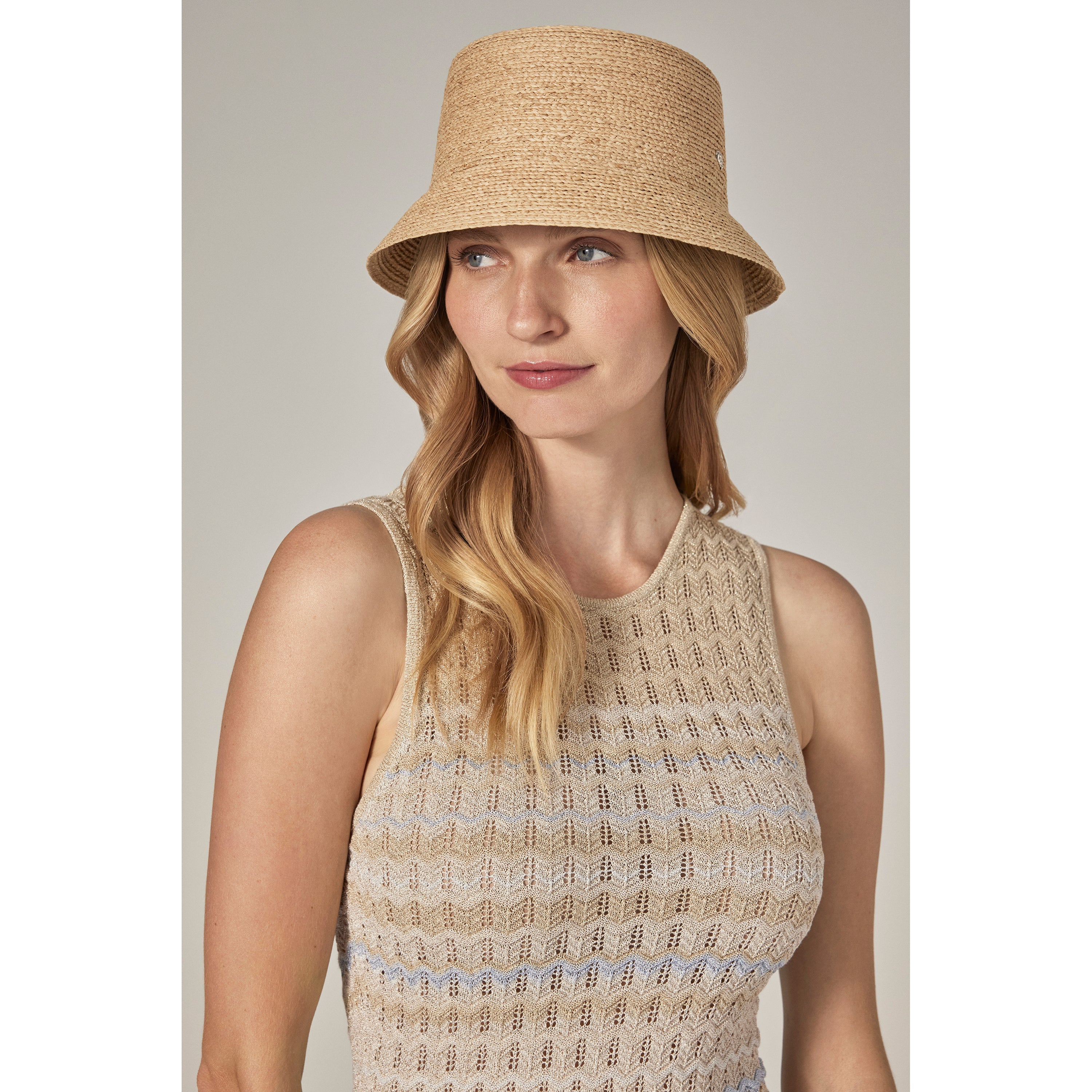 Malia Fine Braid Raffia Bucket Hat - Natural | Helen Kaminski AU