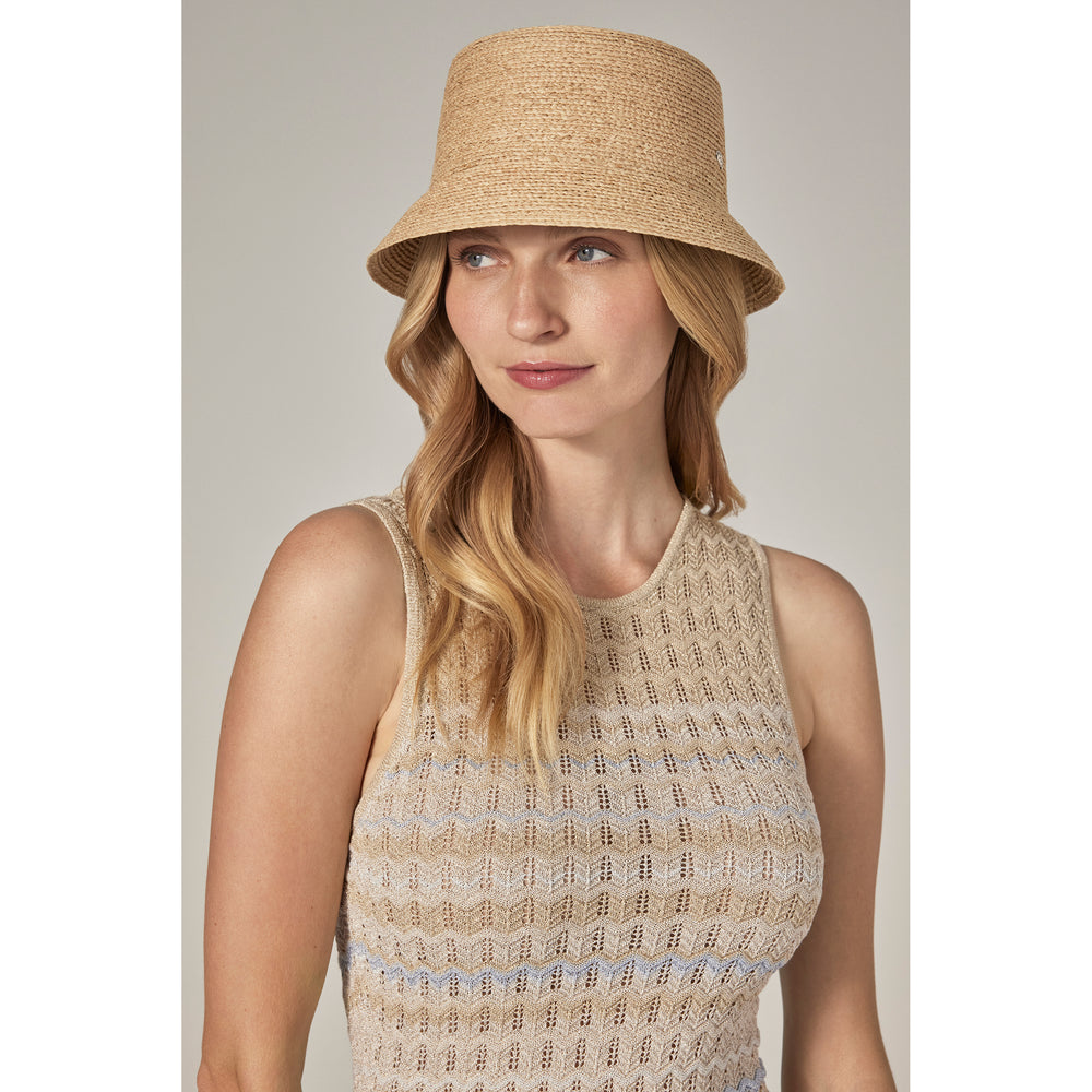 Malia Fine Braid Raffia Bucket Hat - Natural | Helen Kaminski AU