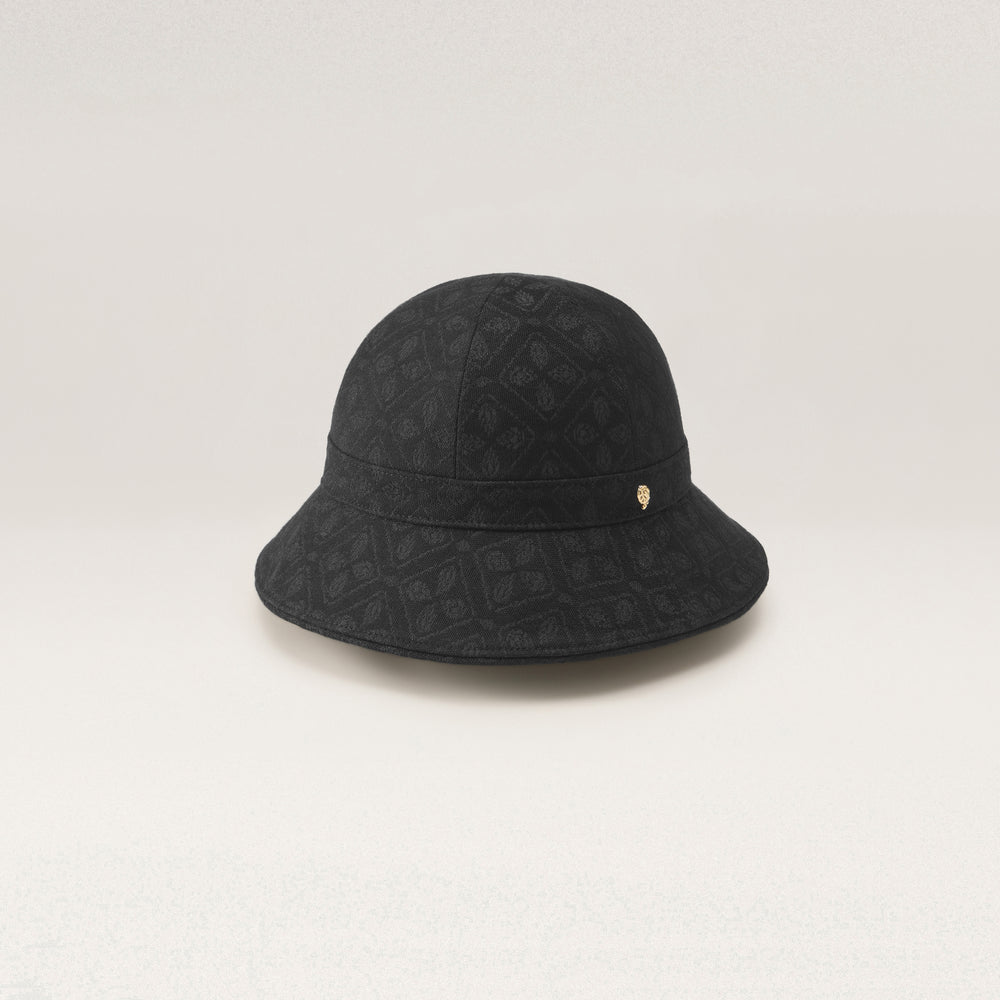 Cecilia Jacquard Cloche Hat - Jacquard Black | Helen Kaminski AU