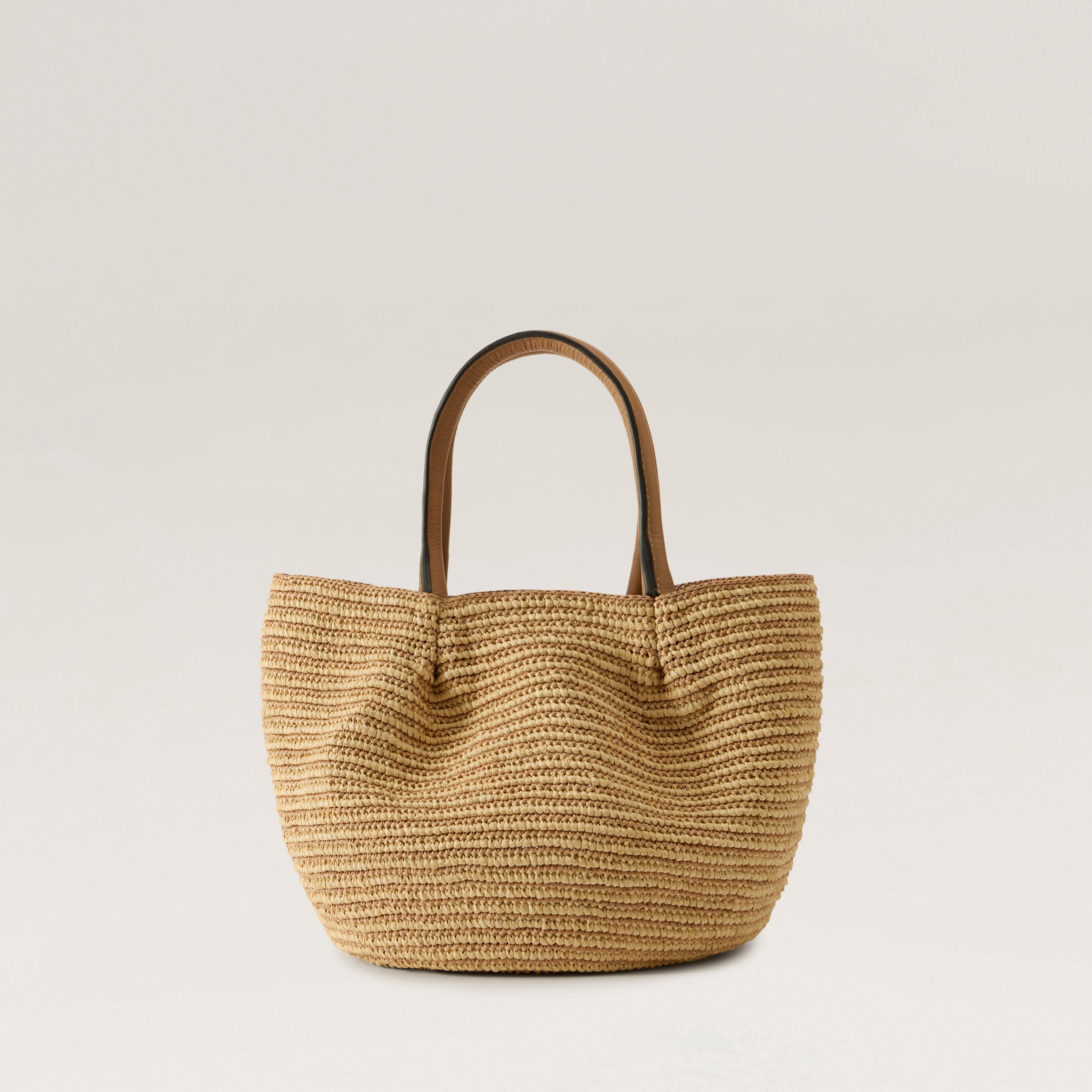 Lalith Raffia Stripe Basket Tote Bag - Natural/Nougat | Helen