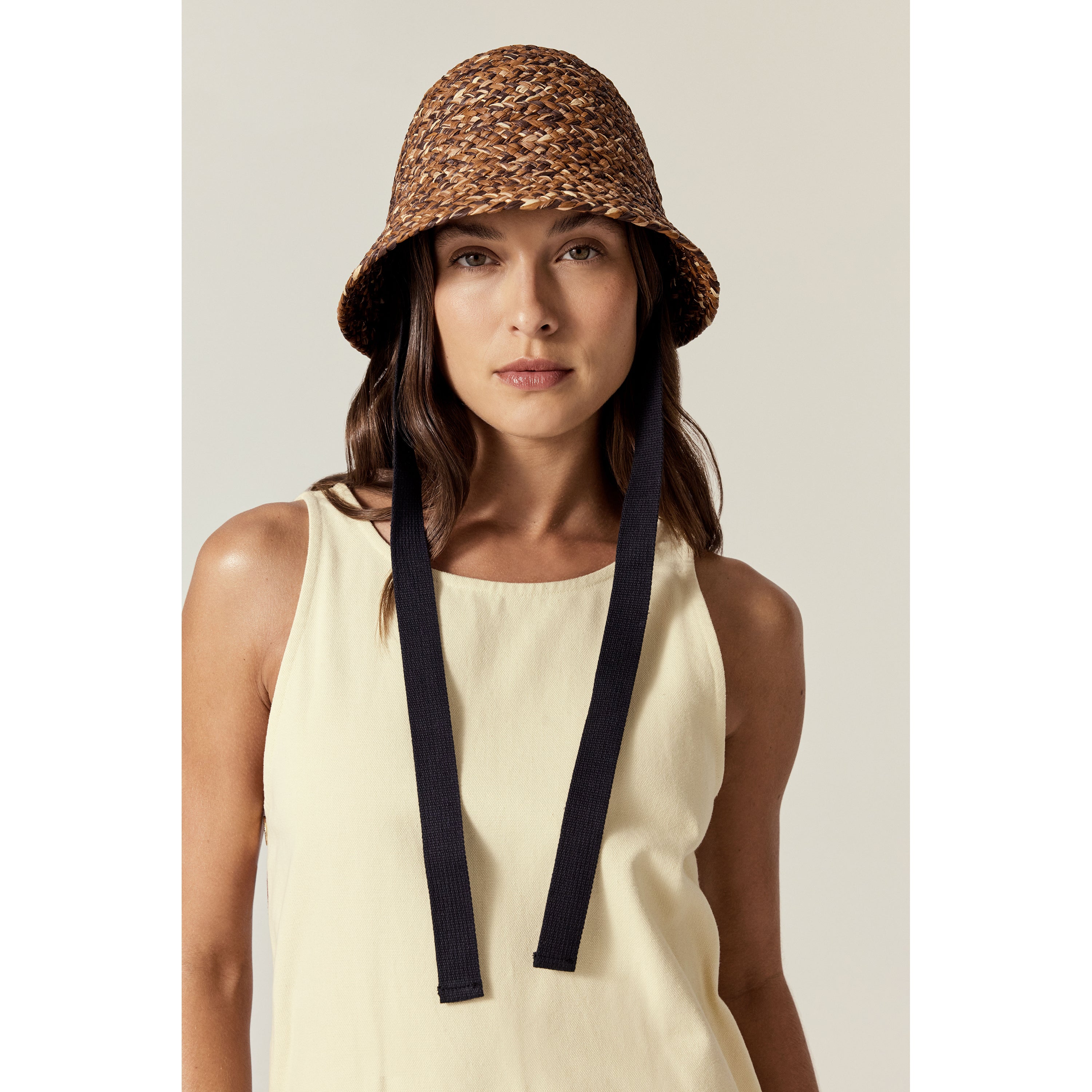 Passara Raffia Braid Cloche - Nutshell Multi/Black | Helen Kaminski AU