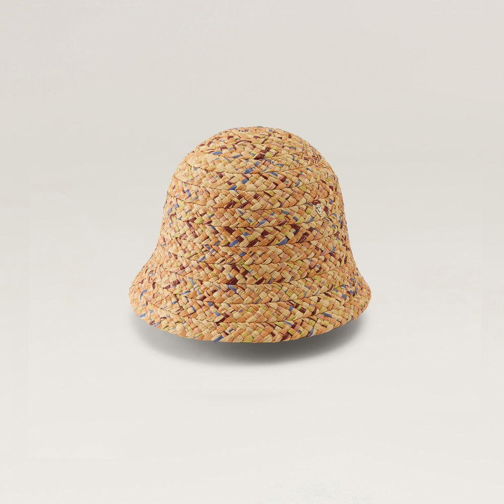 Passara Raffia Braid Cloche - Salmon Multi/Cream | Helen Kaminski AU