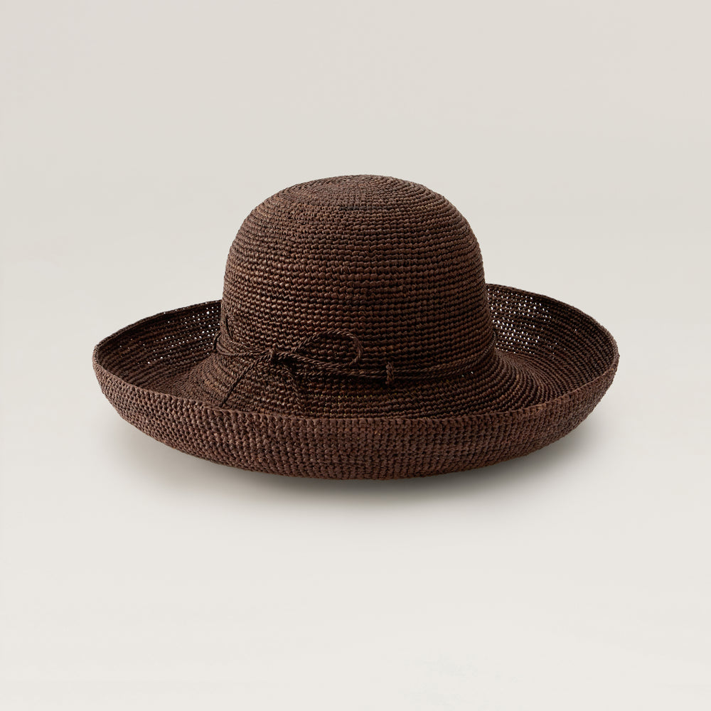 Provence 12 Raffia Crochet Hat - Chocolate | Helen Kaminski AU