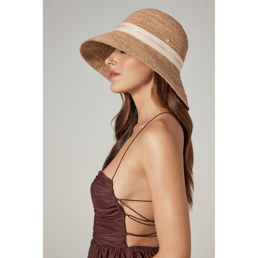 Provence Logo 10 Raffia Hat - Nougat | Helen Kaminski AU