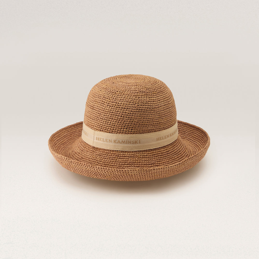 Provence Logo 10 Raffia Hat - Nougat | Helen Kaminski AU