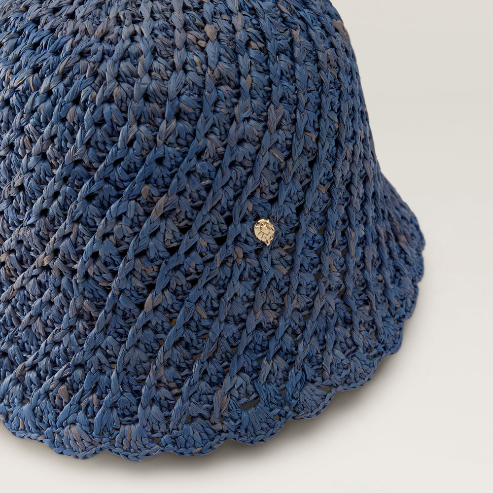 Rio Raffia Crochet Cloche Hat - Lapis | Helen Kaminski AU