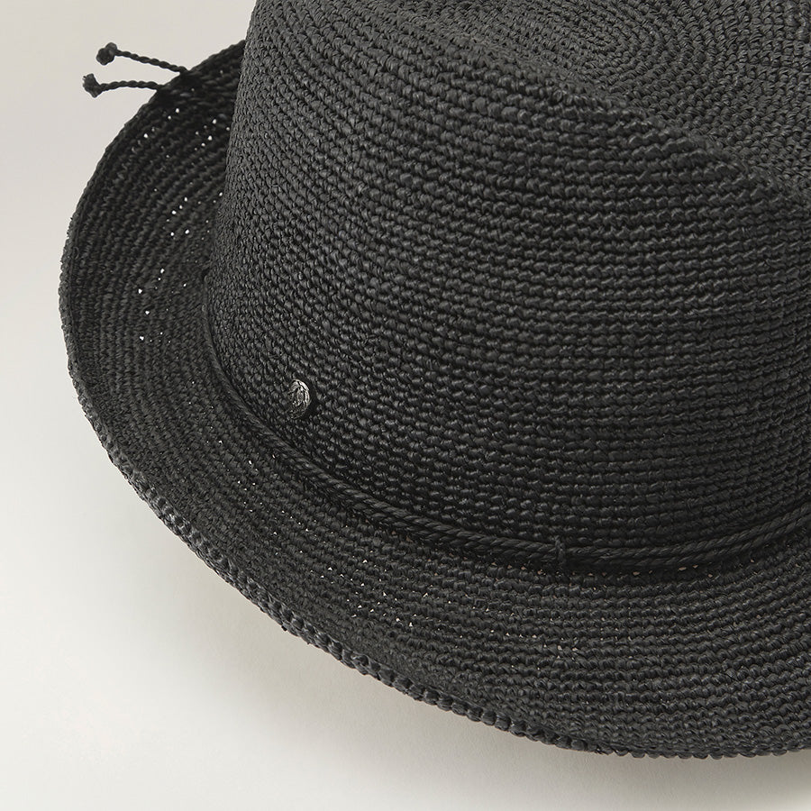 Abaka Raffia Fedora Hat in Charcoal Helen Kaminski AU