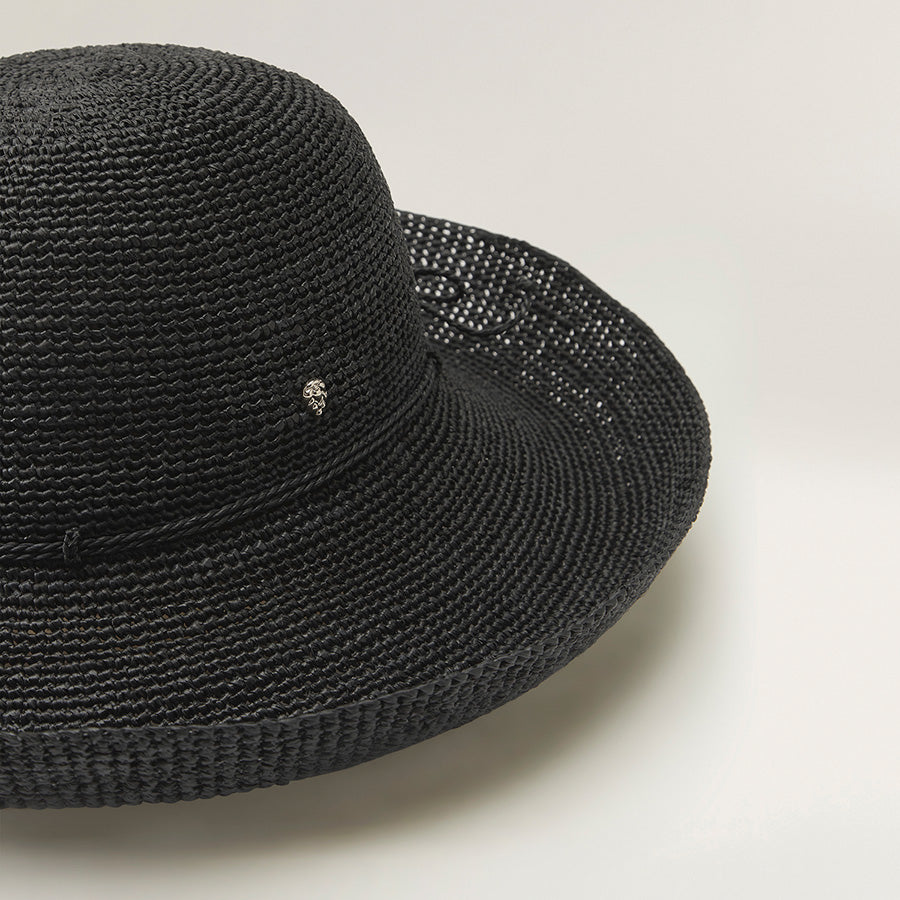 Provence 12 Charcoal Raffia Hat - Helen Kaminski AU