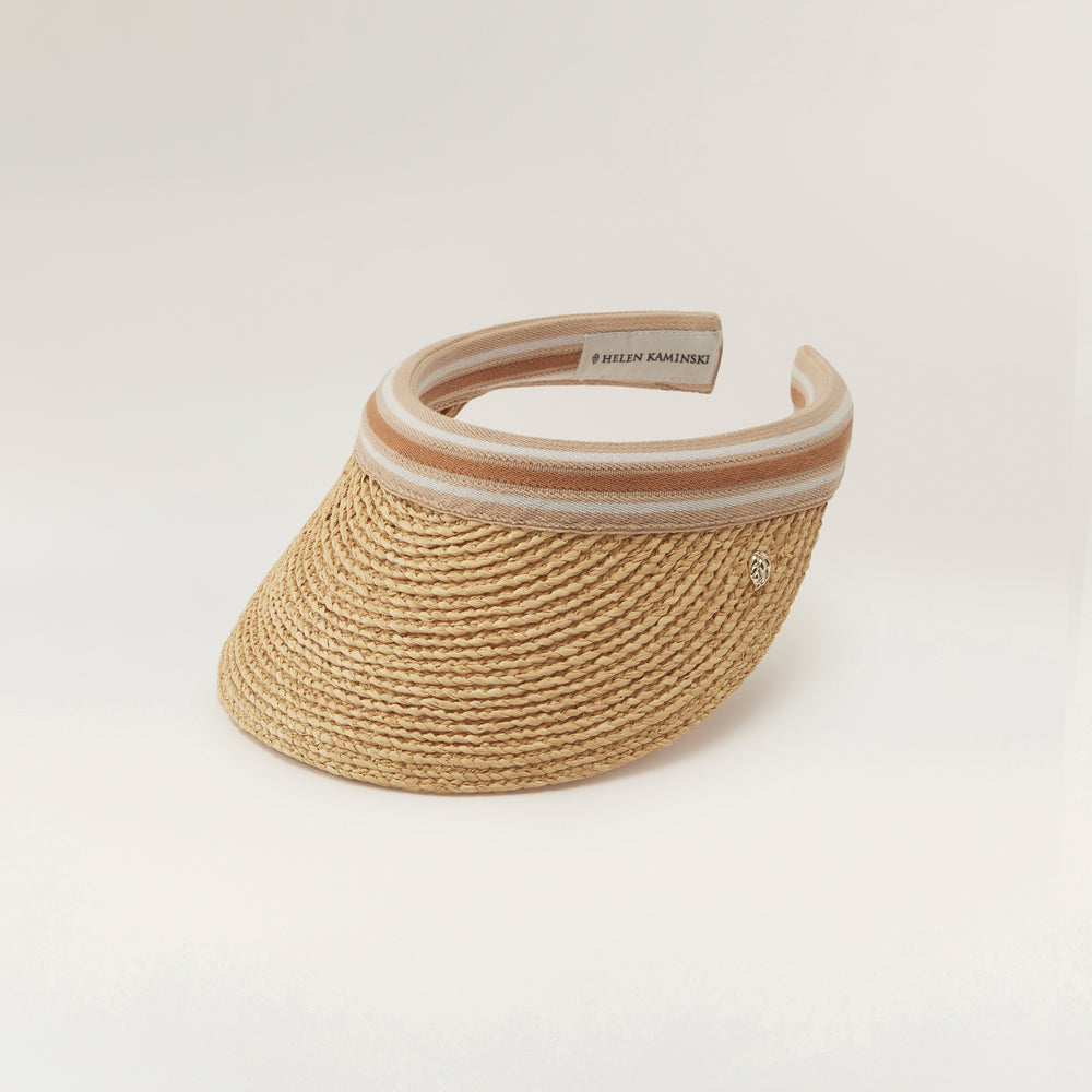 Marina Natural Stripe Visor Hat Helen Kaminski AU