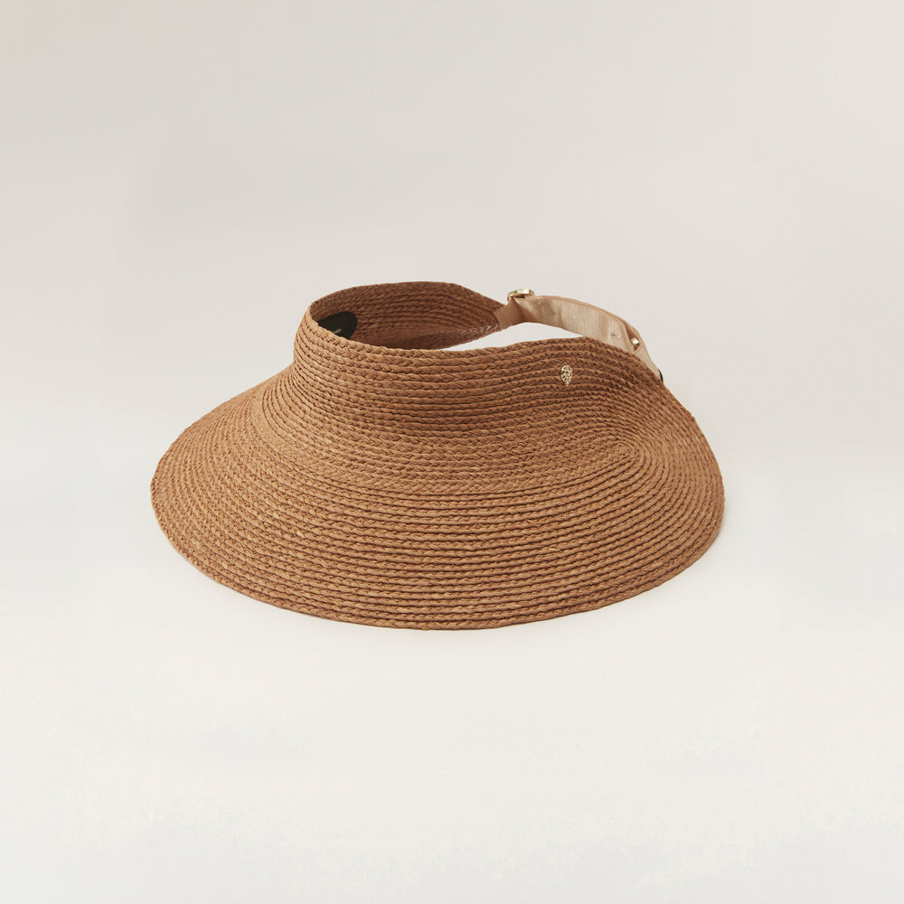 Marisol Nougat Braided Raffia Visor Hat - Helen Kaminski