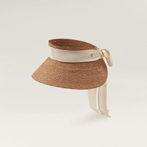 Sabina Raffia Visor in Nougat Cream - Helen Kaminski AU
