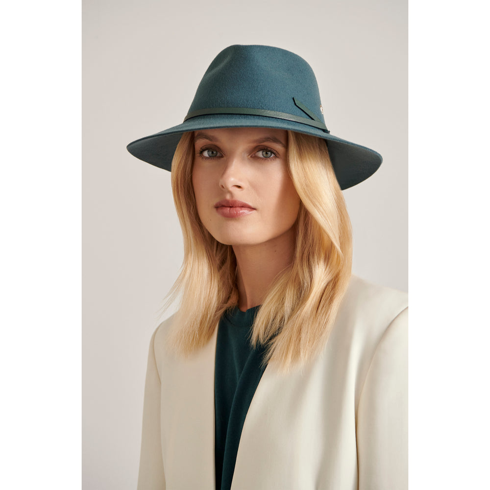 Carly Wide Brim Fedora in Alpine Forest Helen Kaminski AU