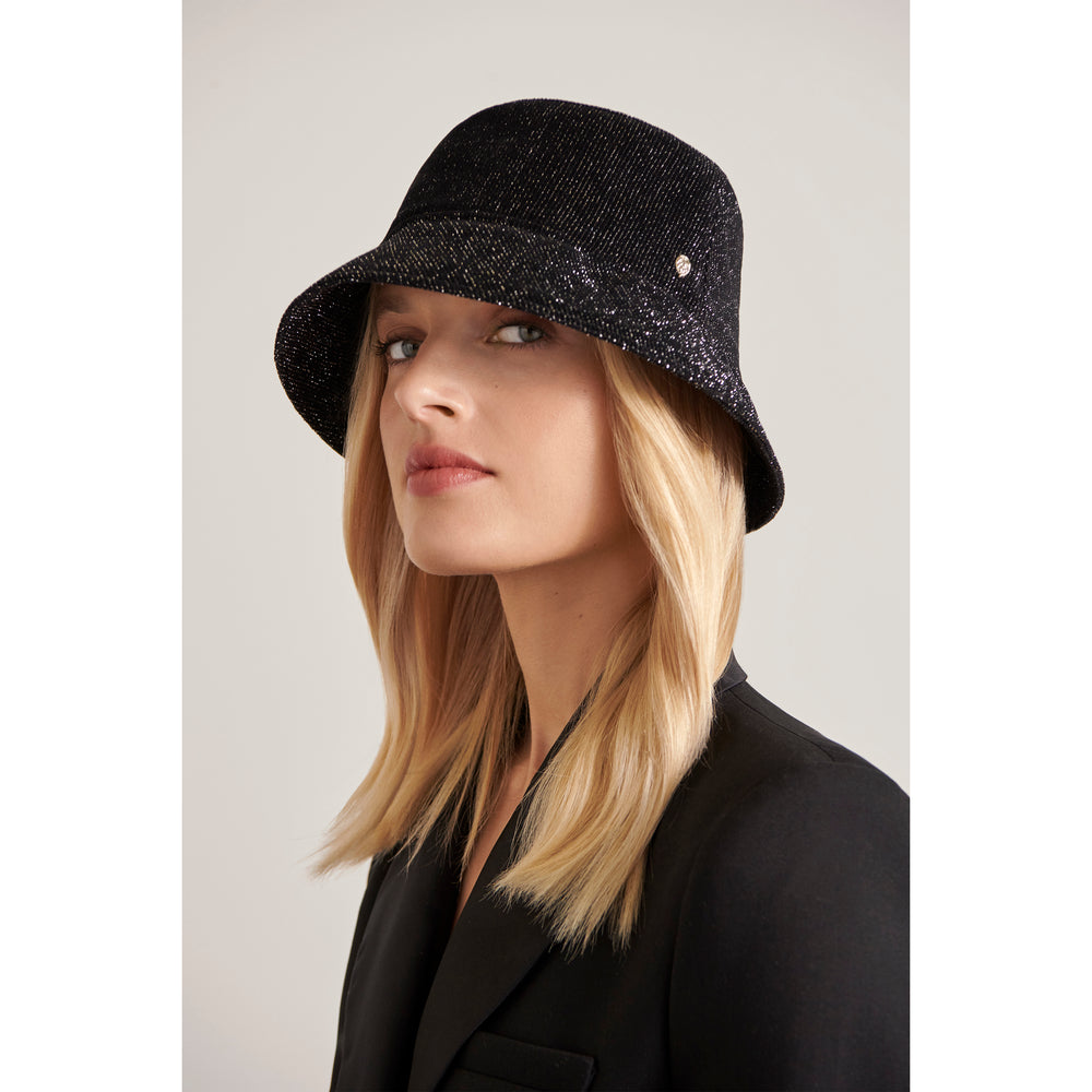 Florenze Bucket Hat Black Sparkle Velveteen - Helen Kaminski AU